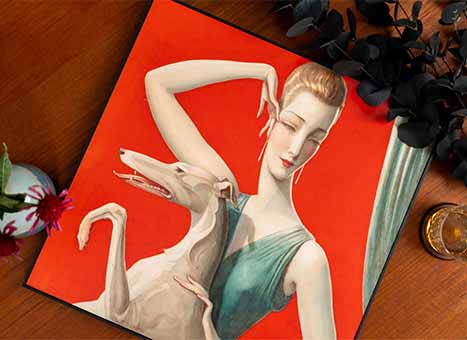 Billeder – Elegant Woman and Afghan Hound af Wladyslaw Benda